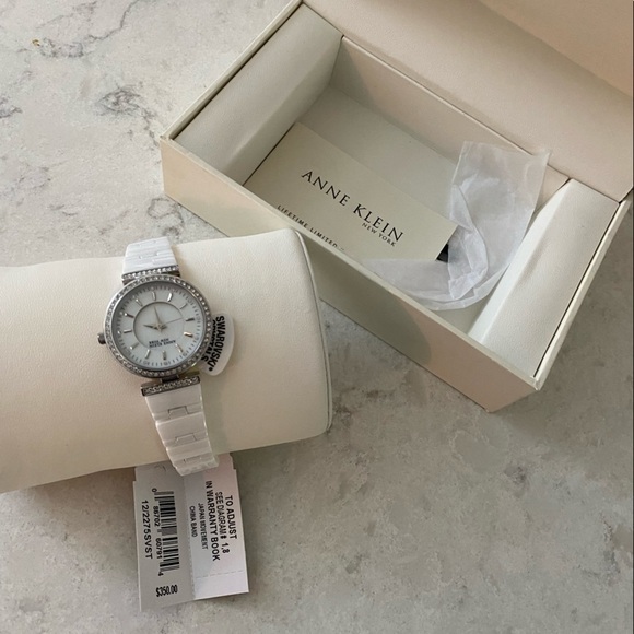 Anne Klein Accessories - Anne Klein Swarovski crystals white and silver tone wrist watch